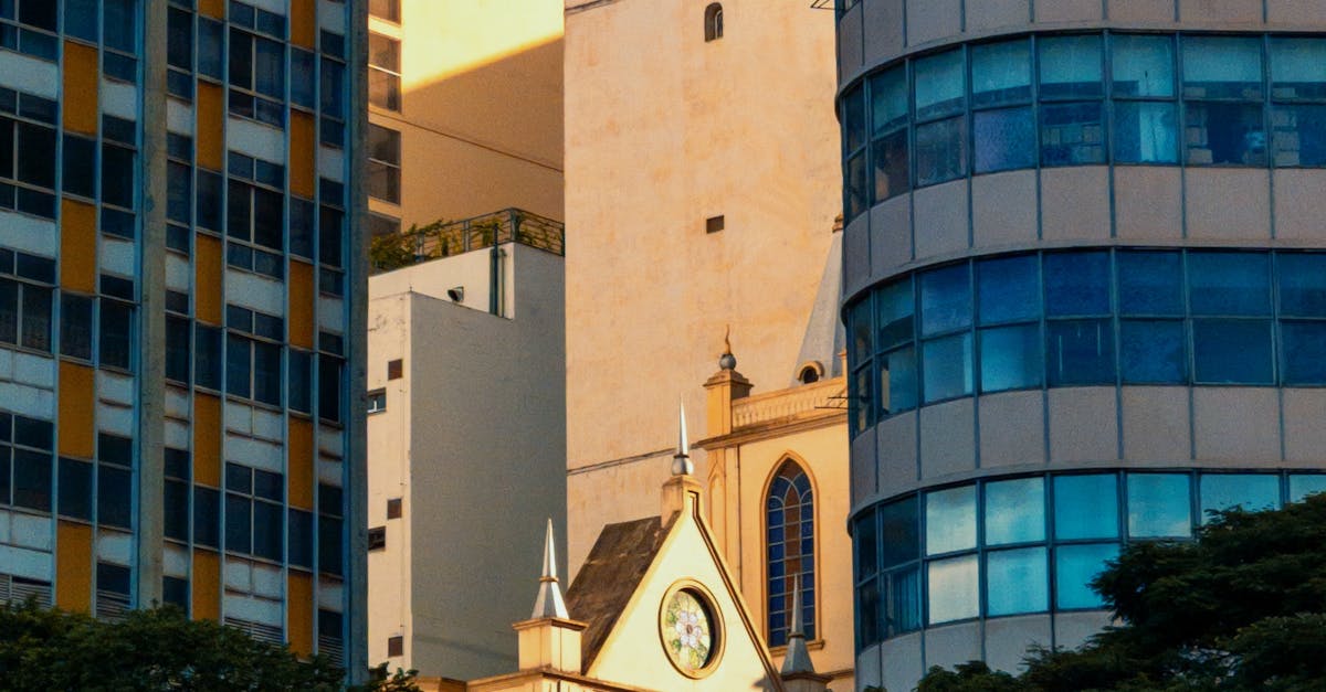 A stunning juxtaposition of a Gothic church surrounded by modern skyscrapers in Belo Horizonte, Brazil.